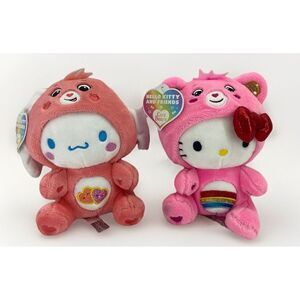 Care Bears Hello Kitty And  Cinnamoroll Lot of 2 Plush Toys 9" With Tags Stuffed